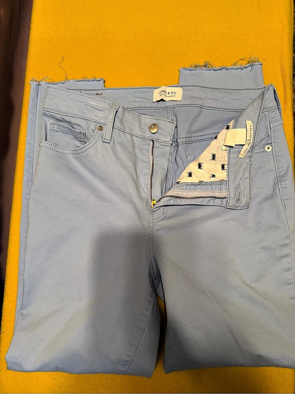 Crown & Ivy High Rise Skinny Crop Cropped Jeans in Blue Waist 10